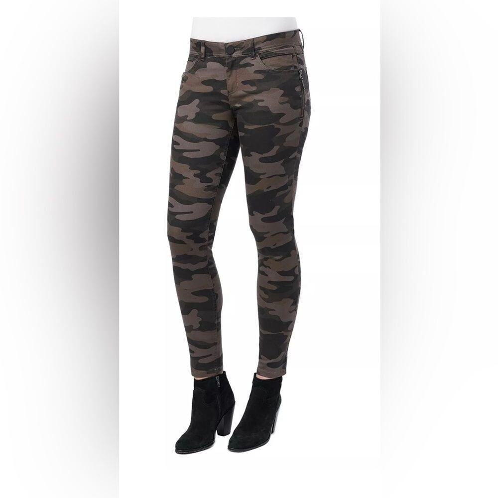 Democracy Camouflage Jeggings Ab-Solution Dark Brown Tan Stretch Cotton 10